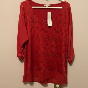 Brand New Notations red sparkly dress top